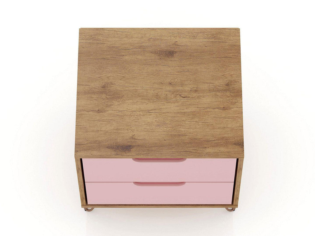 Nuuk II Night Table Set of 2 - Nature/Rose Pink