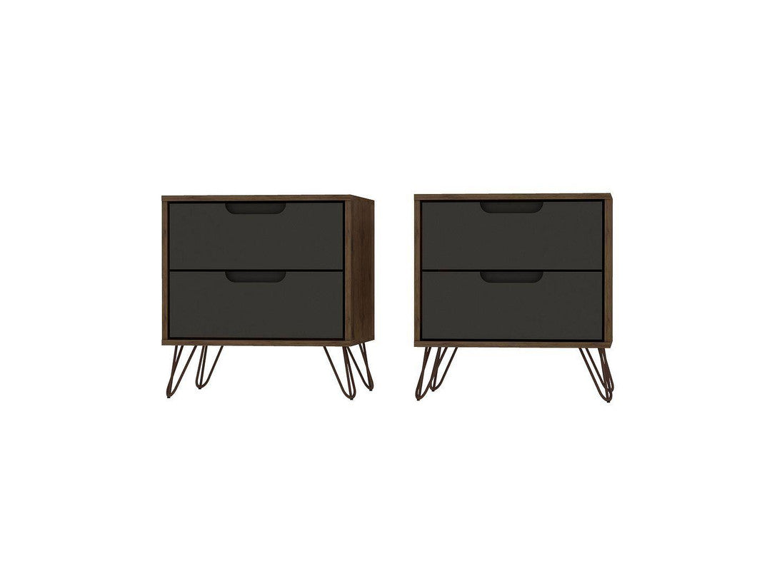 Nuuk II Night Table Set of 2 - Nature/Textured Grey