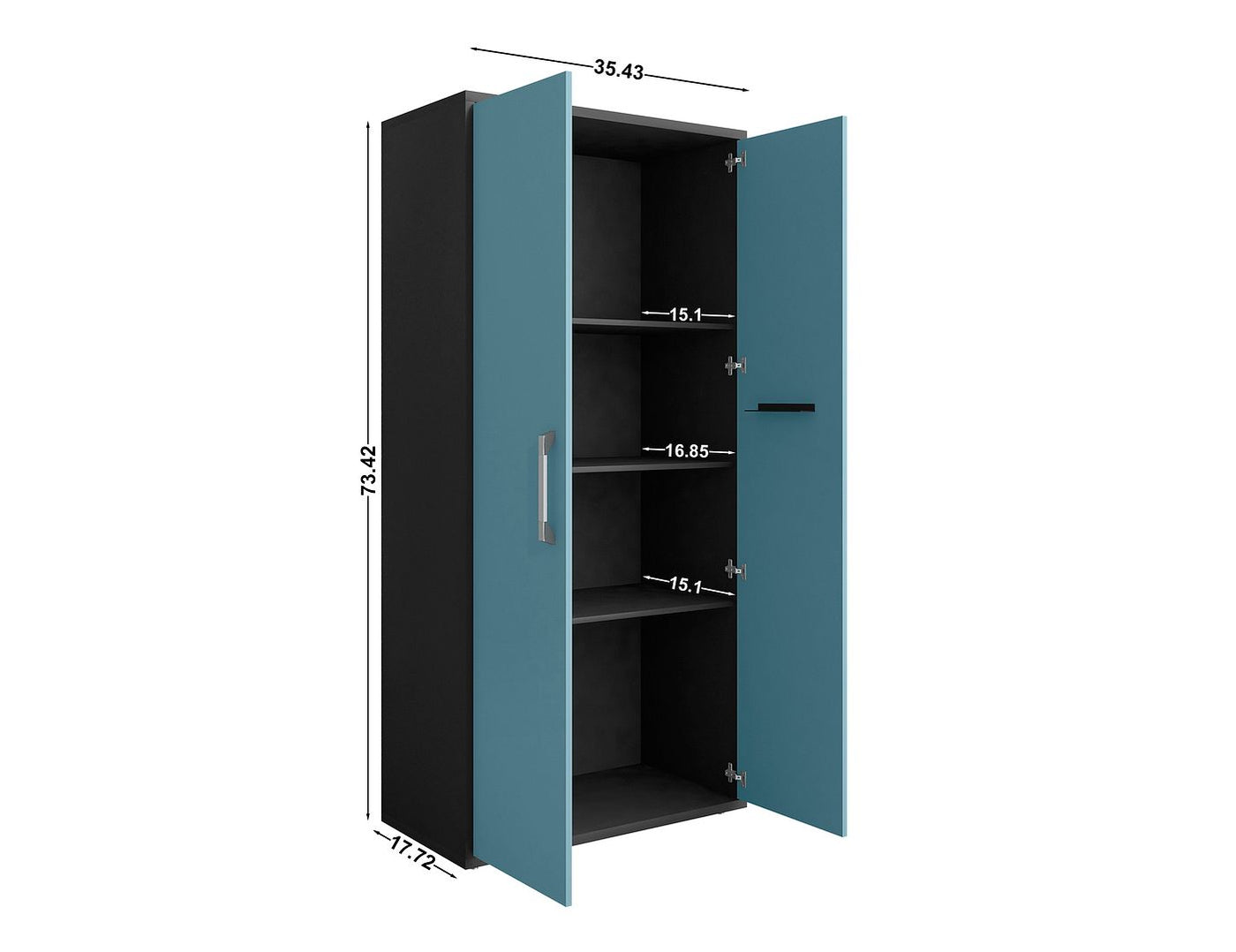 Lunde Storage Cabinet - Matte Black/Aqua Blue - Set of 2