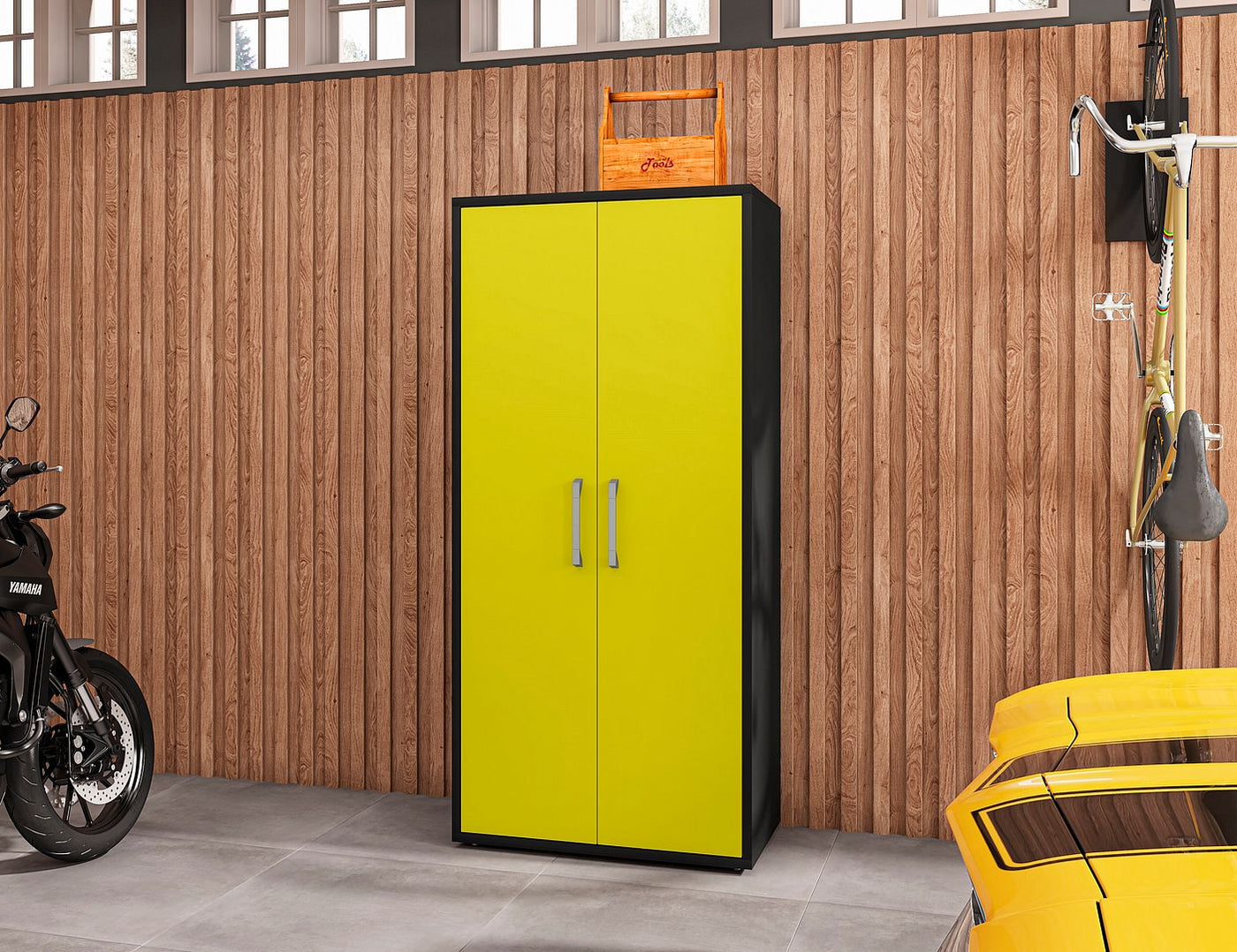 Lunde Storage Cabinet - Matte Black/Yellow - Set of 2
