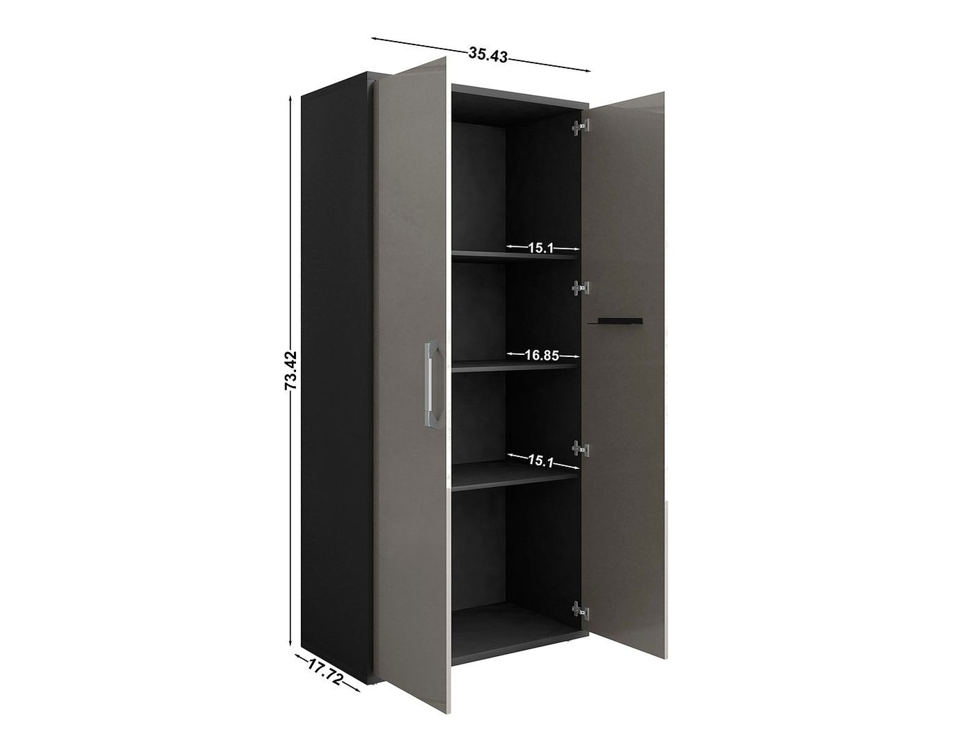 Lunde Storage Cabinet - Matte Black/Grey - Set of 2