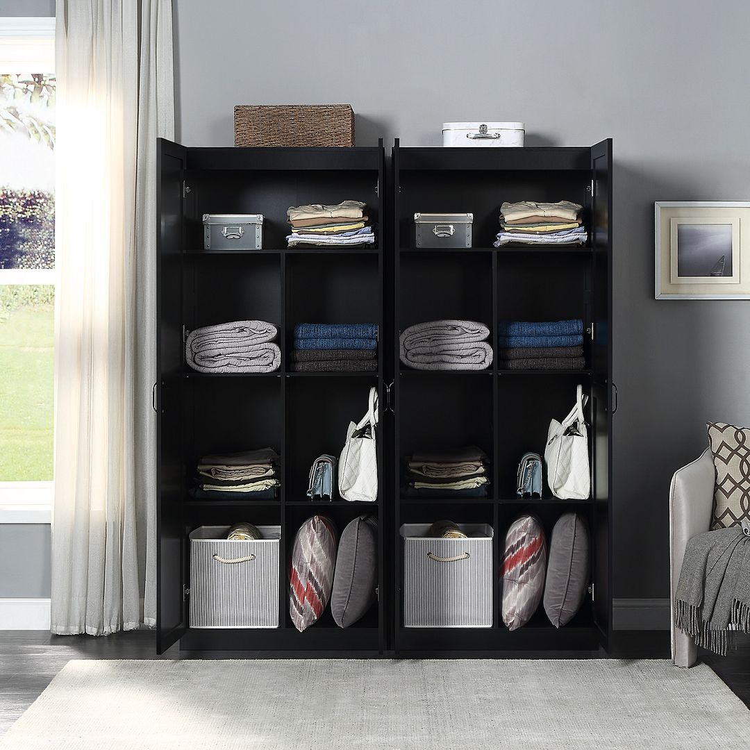 Klinte Storage Closet - Black - Set of 2