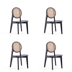 Koldby Round Dining Chair - Black/Natural Cane - Set of 4