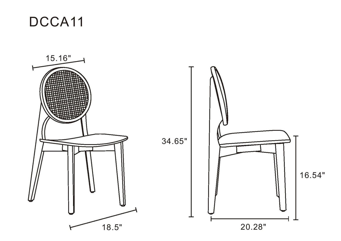Koldby Round Dining Chair - Black/Natural Cane - Set of 4