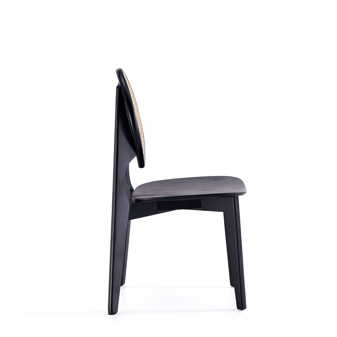 Koldby Round Dining Chair - Black/Natural Cane - Set of 4