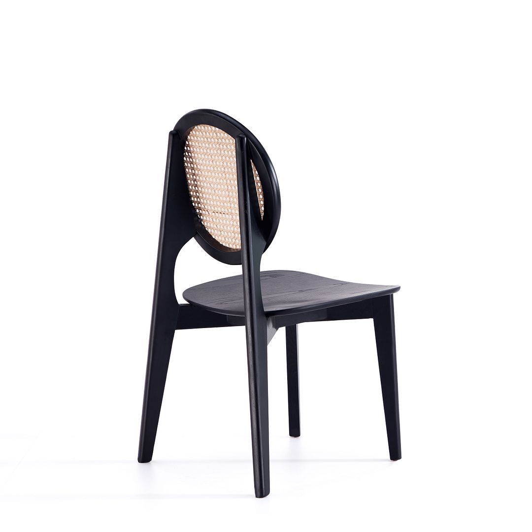 Koldby Round Dining Chair - Black/Natural Cane - Set of 4