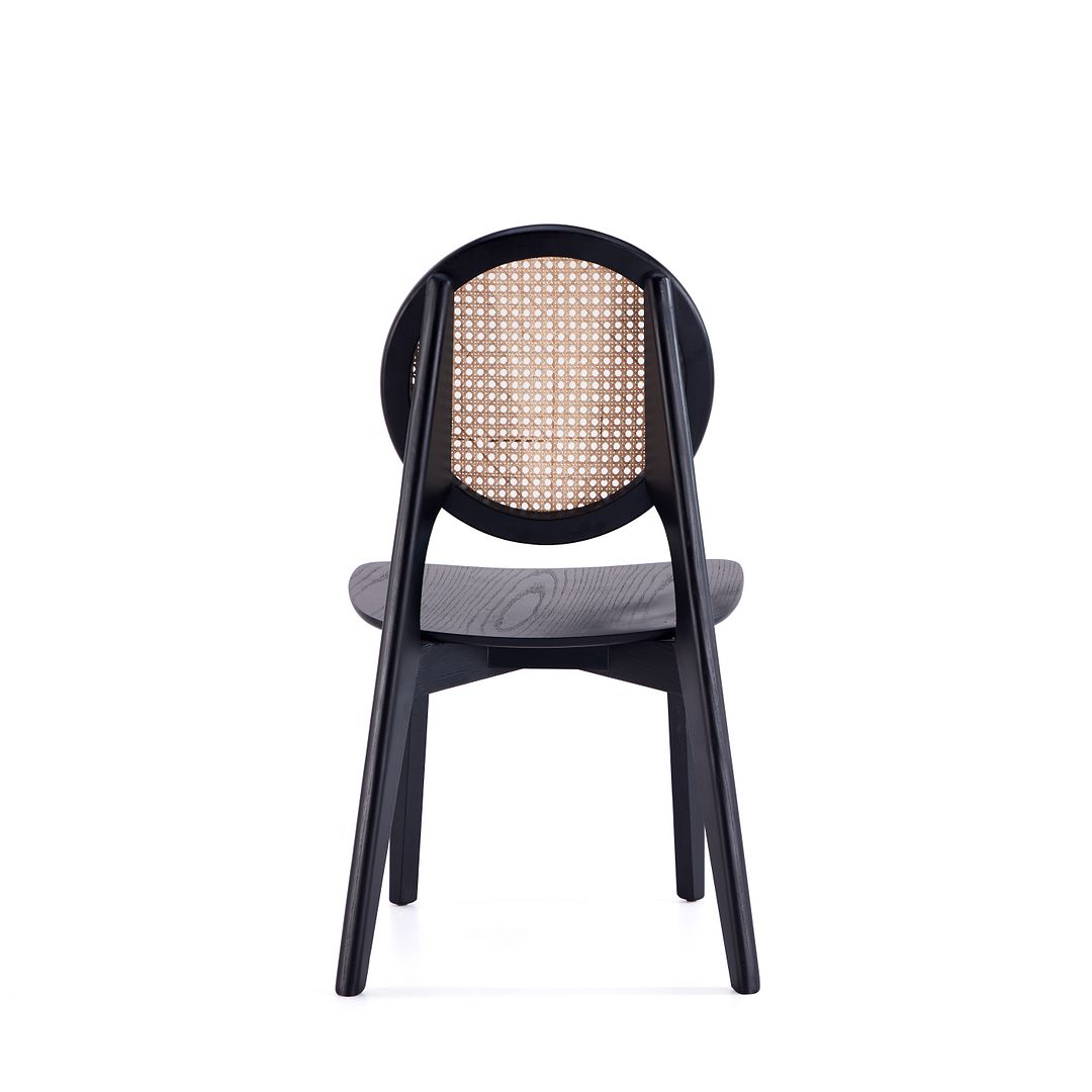 Koldby Round Dining Chair - Black/Natural Cane - Set of 4