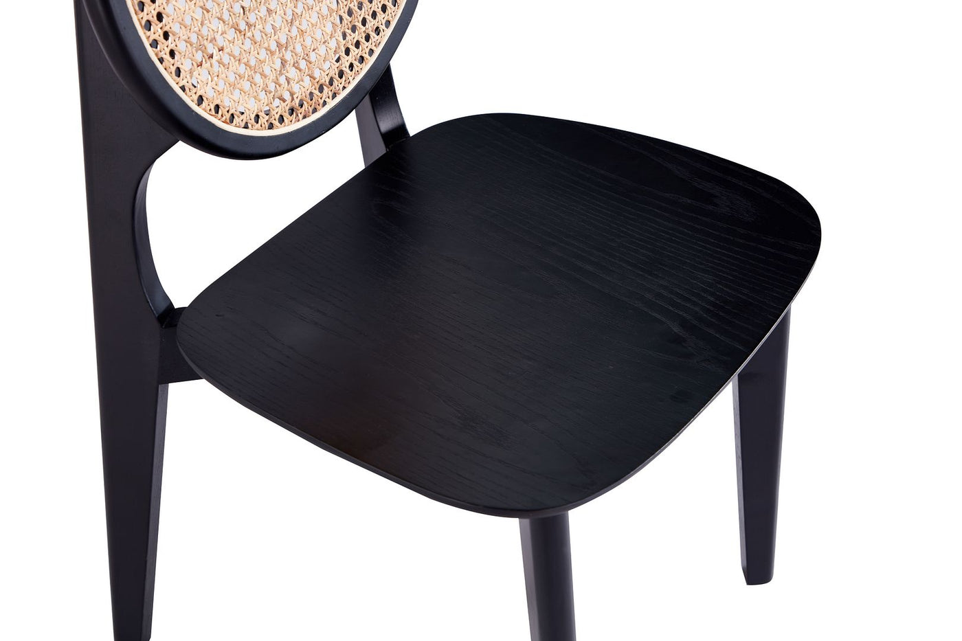Koldby Round Dining Chair - Black/Natural Cane - Set of 4