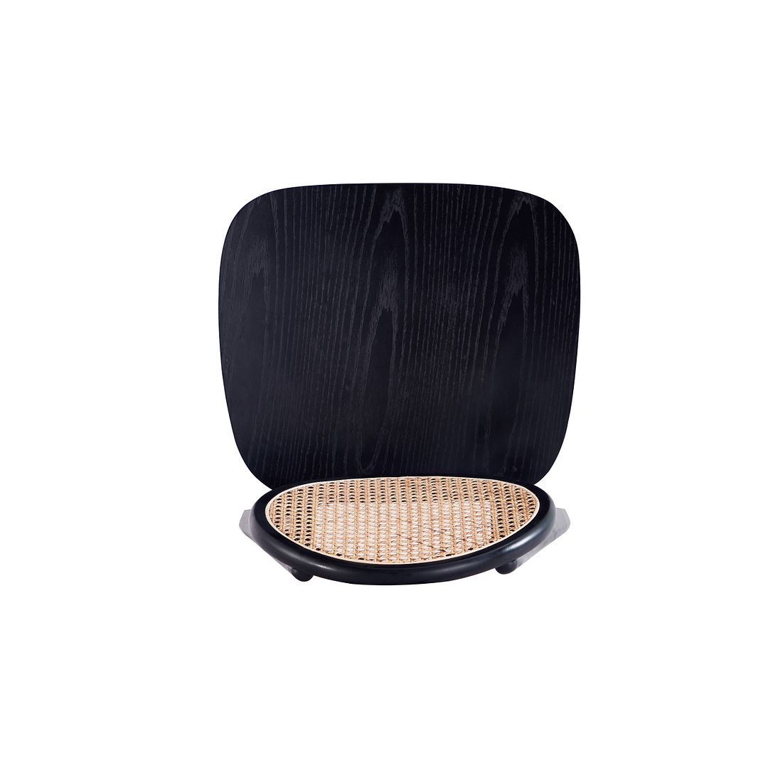 Koldby Round Dining Chair - Black/Natural Cane - Set of 4