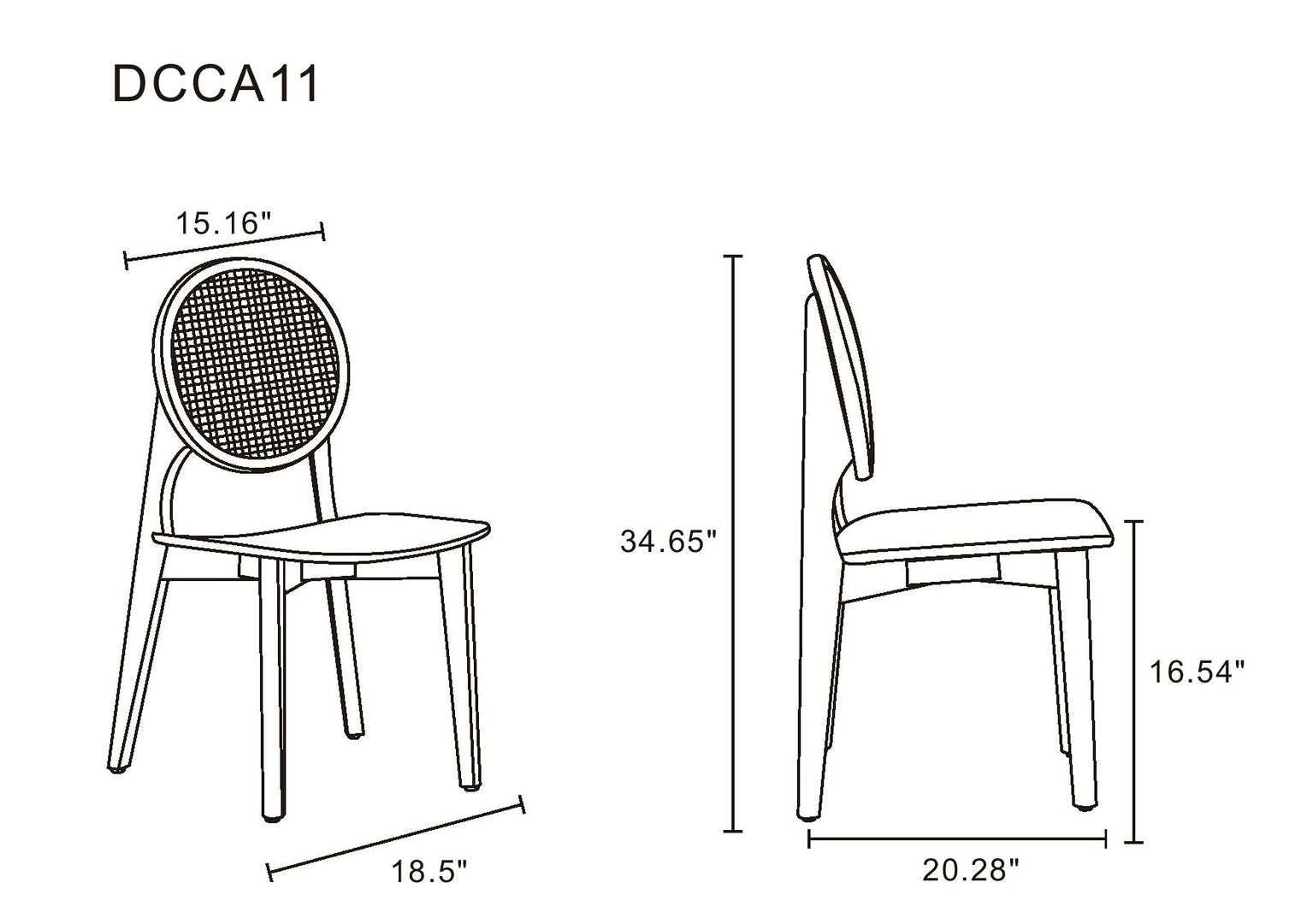 Koldby Round Dining Chair - Nature Cane - Set of 4