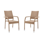 Nueces Stackable Outdoor Dining Chair - Set of 2 - Nature Tan Weave