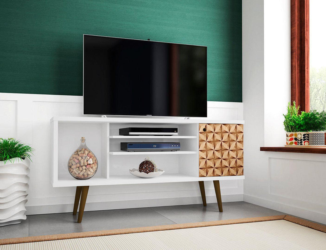 Lekedi 53" TV Stand - White/3D Brown Print