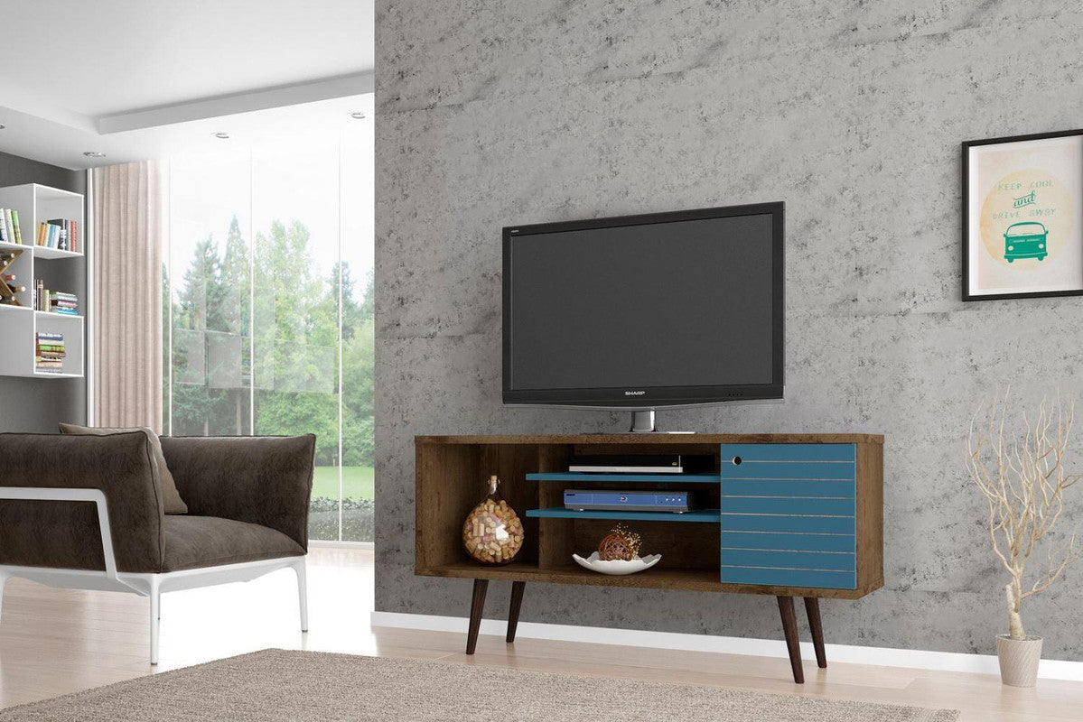 Lekedi 53" TV Stand - Rustic Brown/Aqua Blue