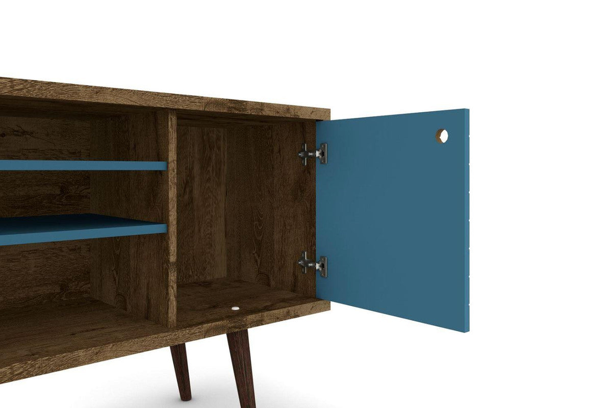 Lekedi 53" TV Stand - Rustic Brown/Aqua Blue