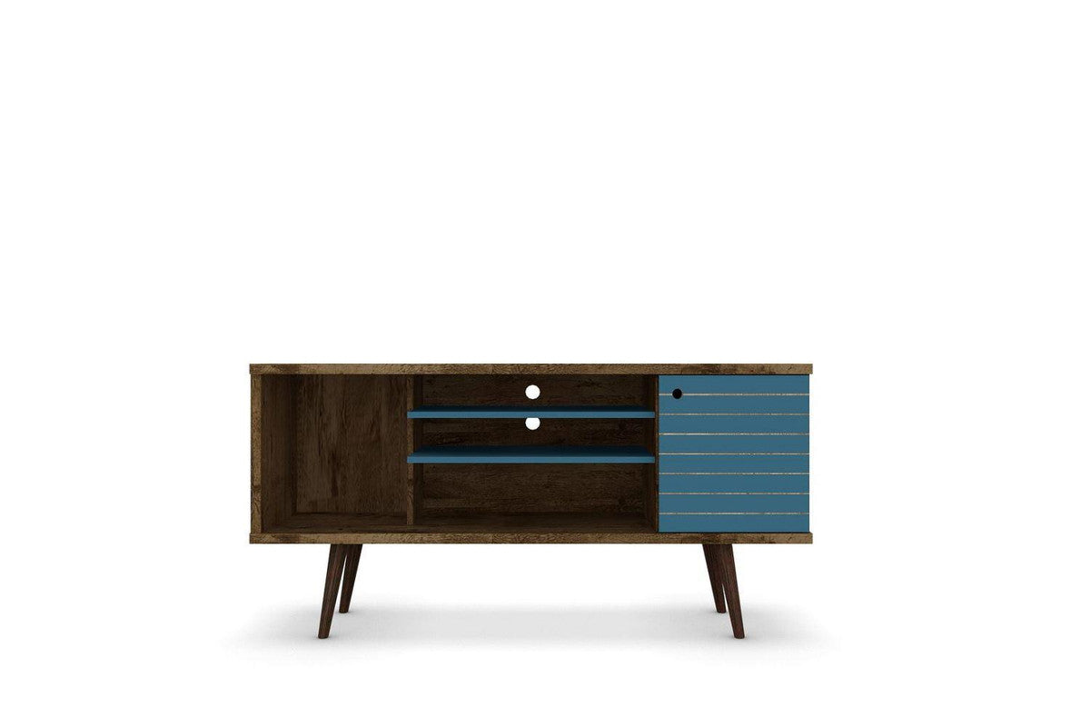 Lekedi 53" TV Stand - Rustic Brown/Aqua Blue