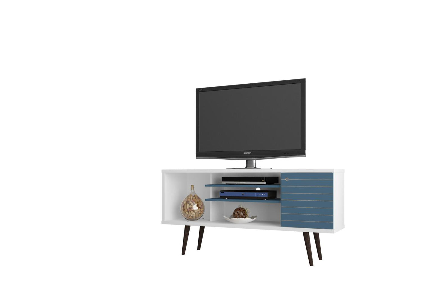 Lekedi 53" TV Stand - White/Aqua Blue