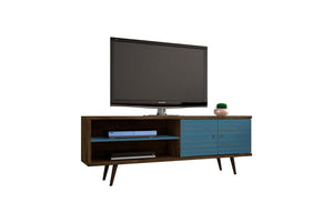 Lekedi 63" TV Stand - Rustic Brown/Aqua Blue