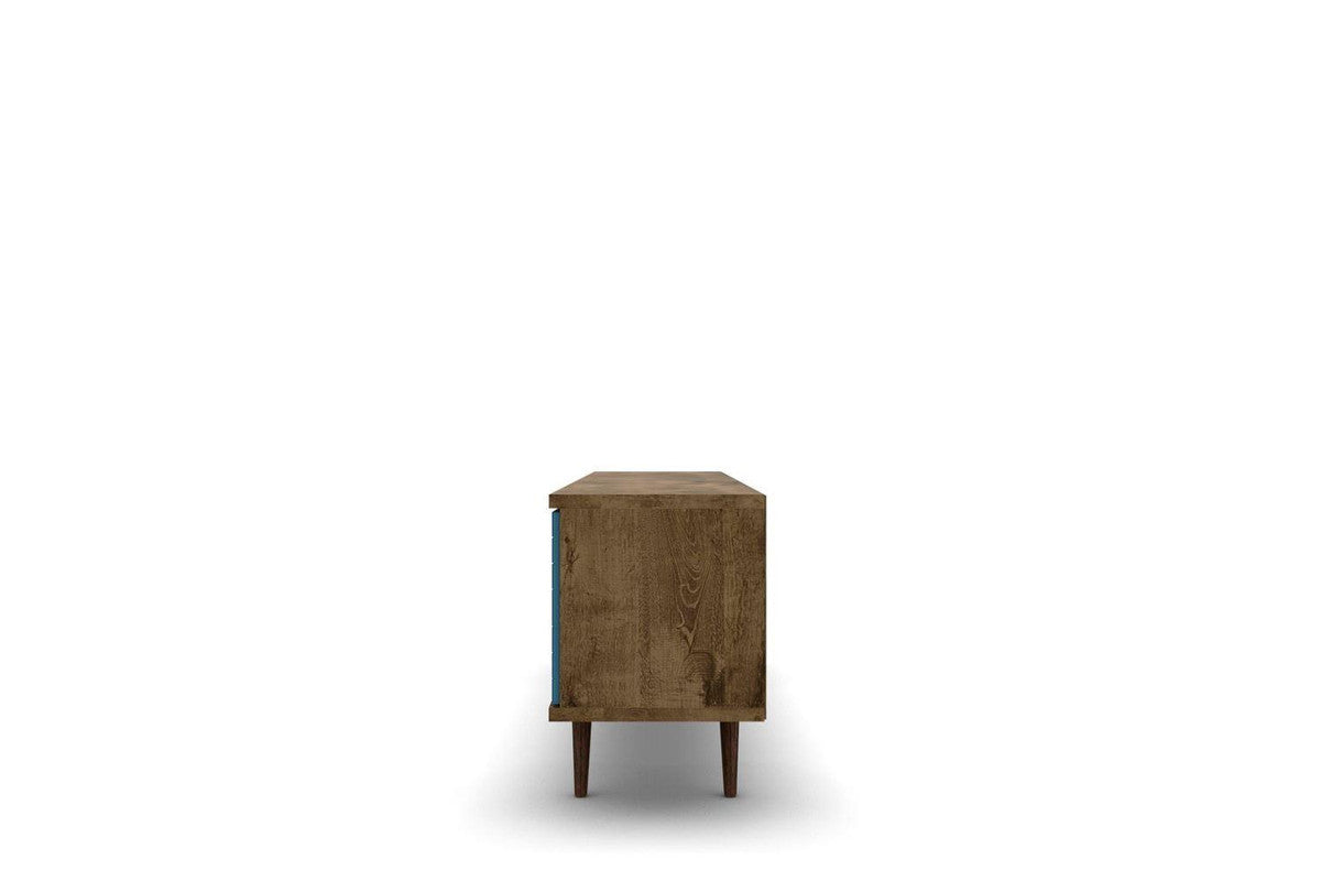 Lekedi 63" TV Stand - Rustic Brown/Aqua Blue
