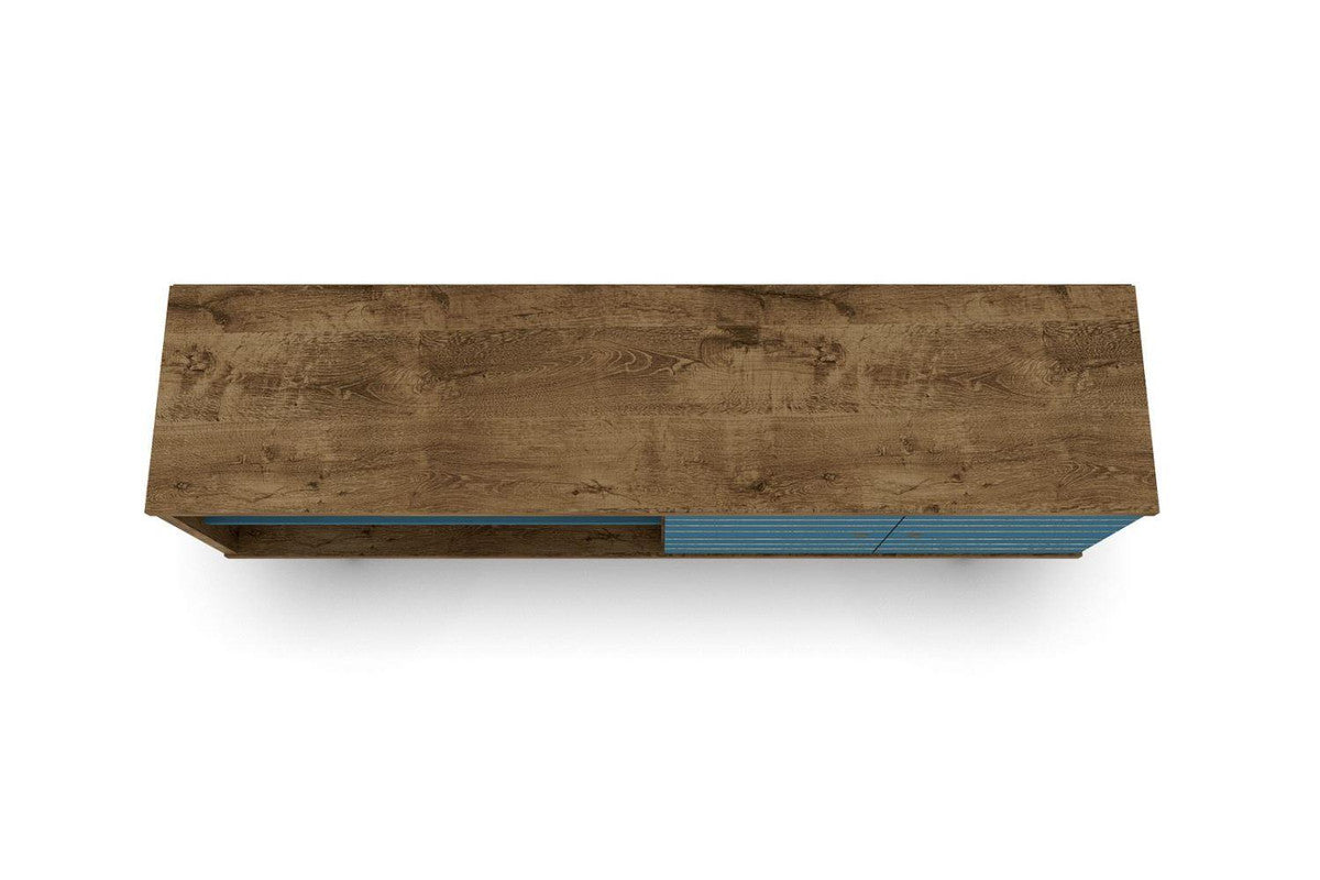 Lekedi 63" TV Stand - Rustic Brown/Aqua Blue