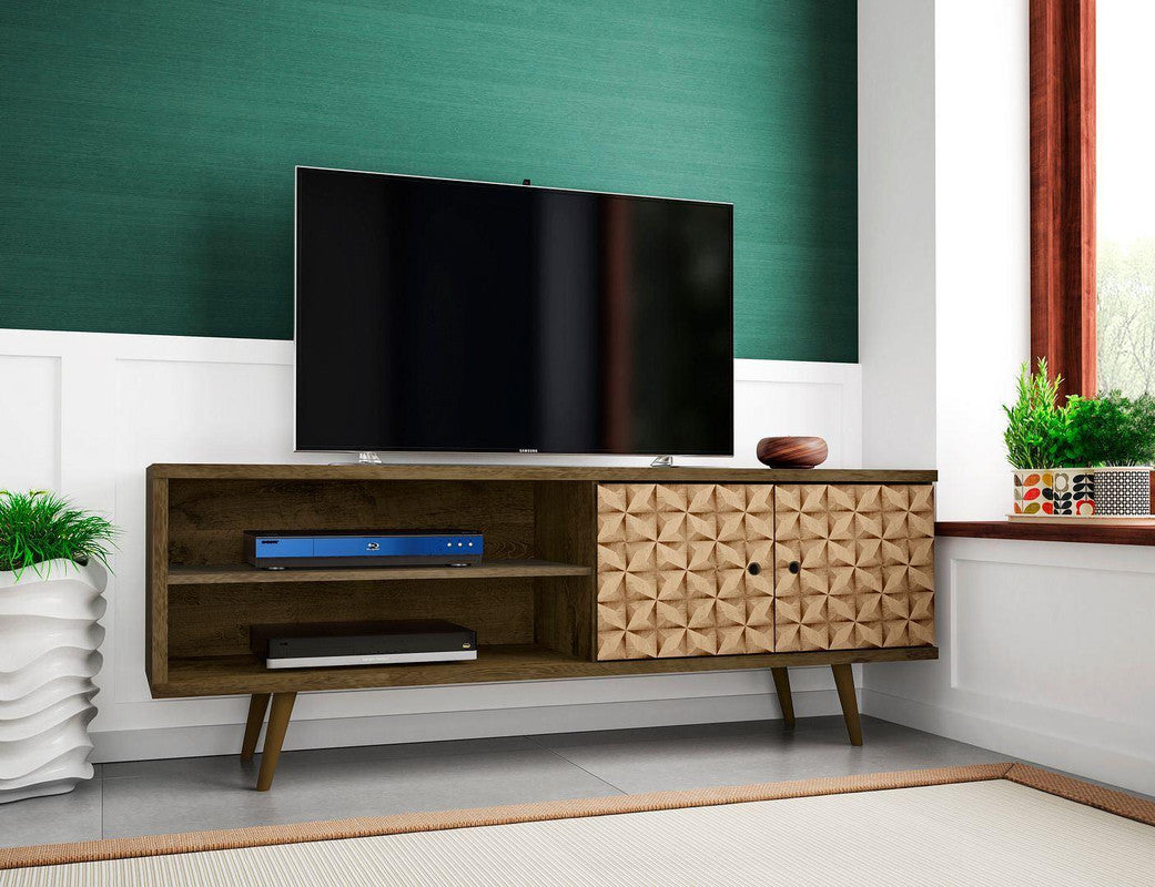 Lekedi 63" TV Stand - Rustic Brown/3D Brown Print