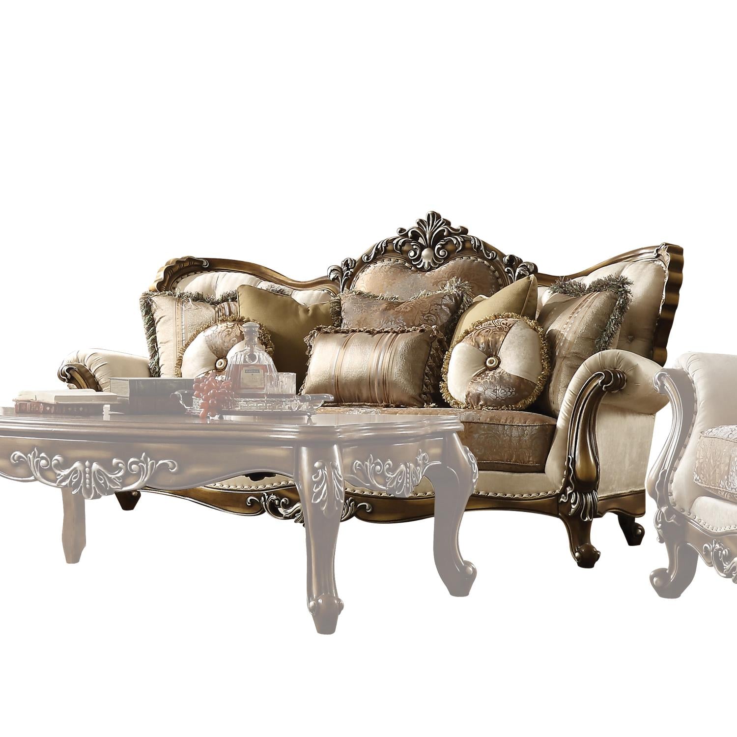 Earthen Sofa - Tan and Antique Oak