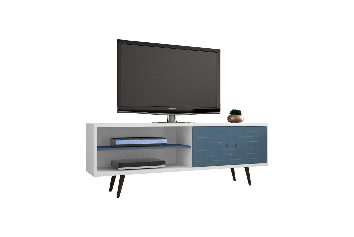 Lekedi 63" TV Stand - White/Aqua Blue
