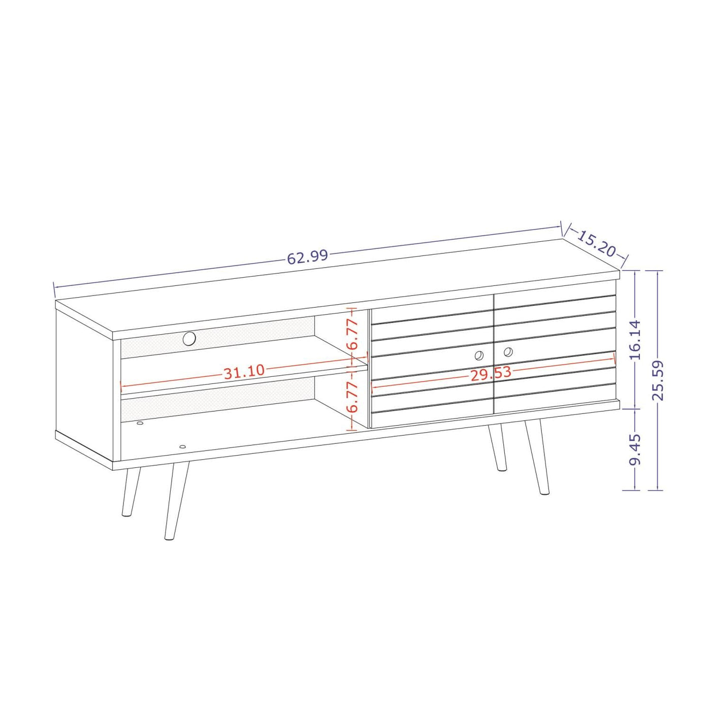 Lekedi 63" TV Stand - White/Aqua Blue