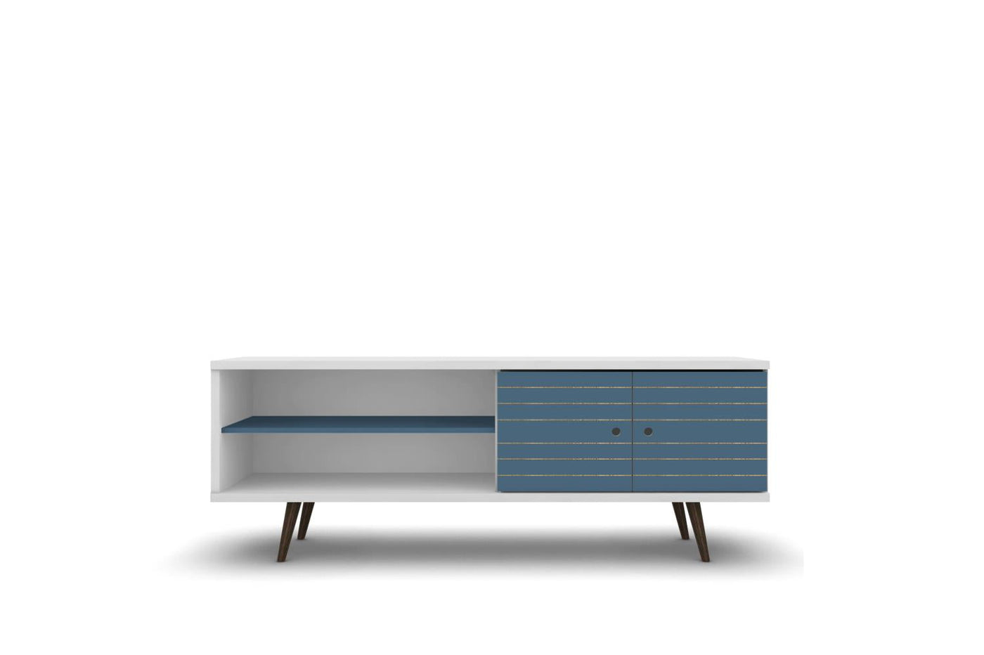 Lekedi 63" TV Stand - White/Aqua Blue