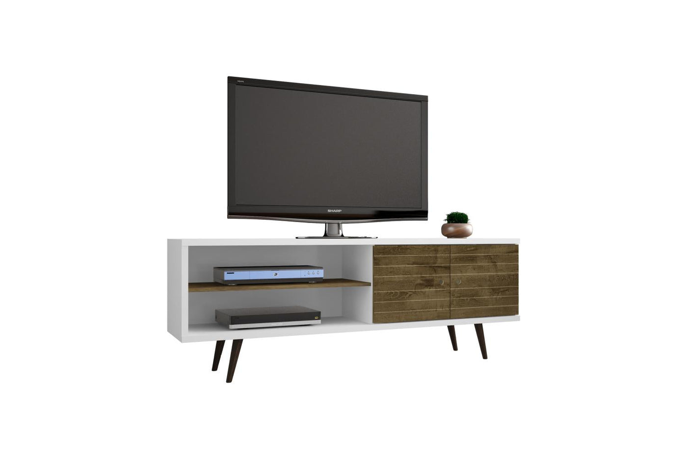 Lekedi 63" TV Stand - White/Rustic Brown
