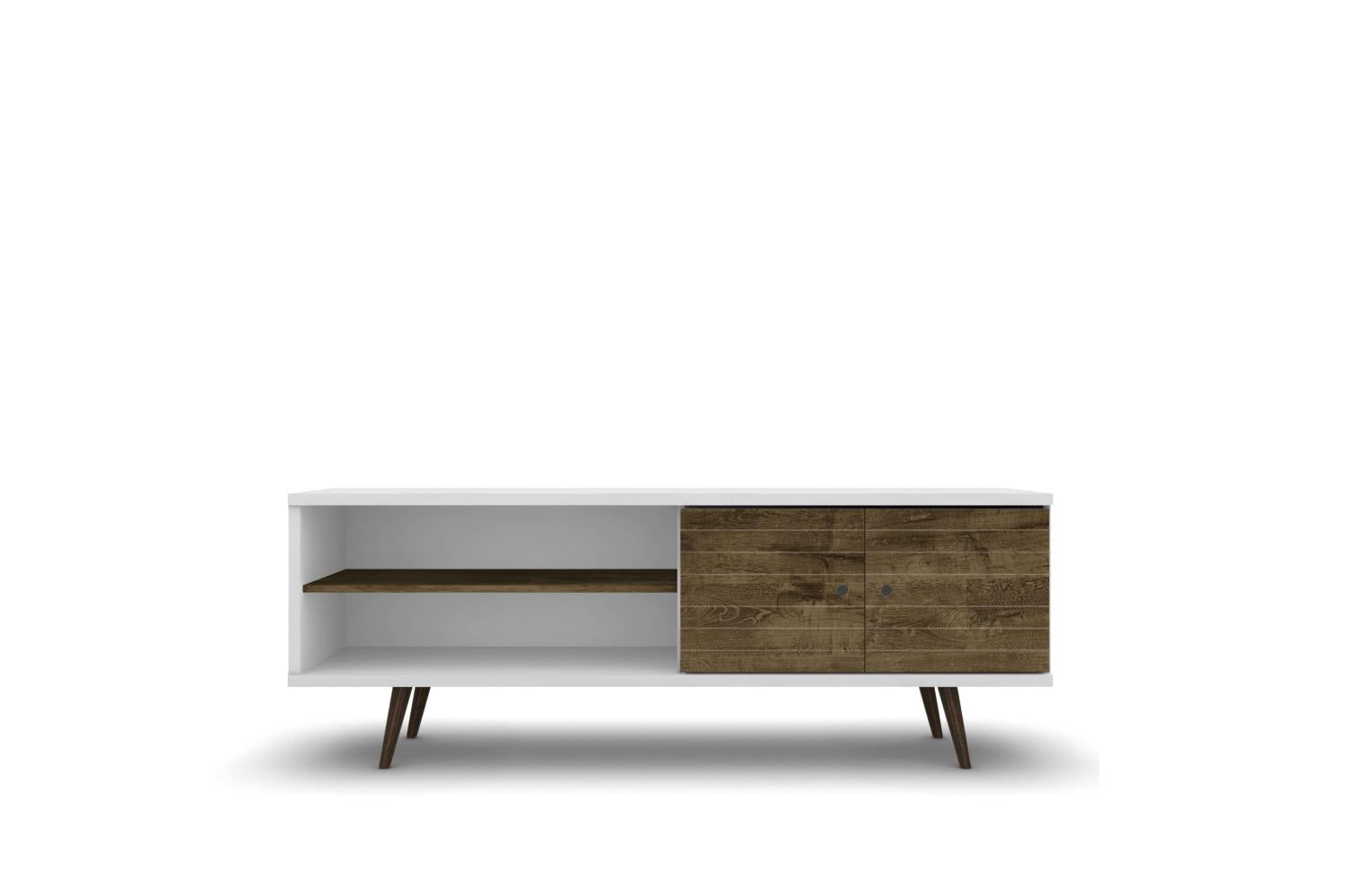 Lekedi 63" TV Stand - White/Rustic Brown