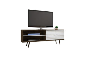 Lekedi 63" TV Stand - Matte White/Rustic Brown