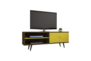 Lekedi 63" TV Stand - Rustic Brown/Yellow