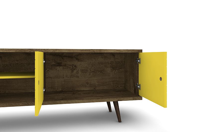 Lekedi 63" TV Stand - Rustic Brown/Yellow