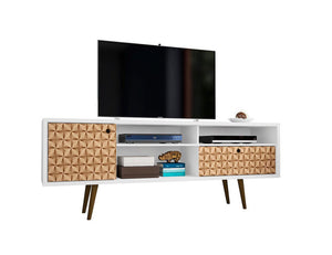 Lekedi 71" TV Stand - White/3D Brown Print