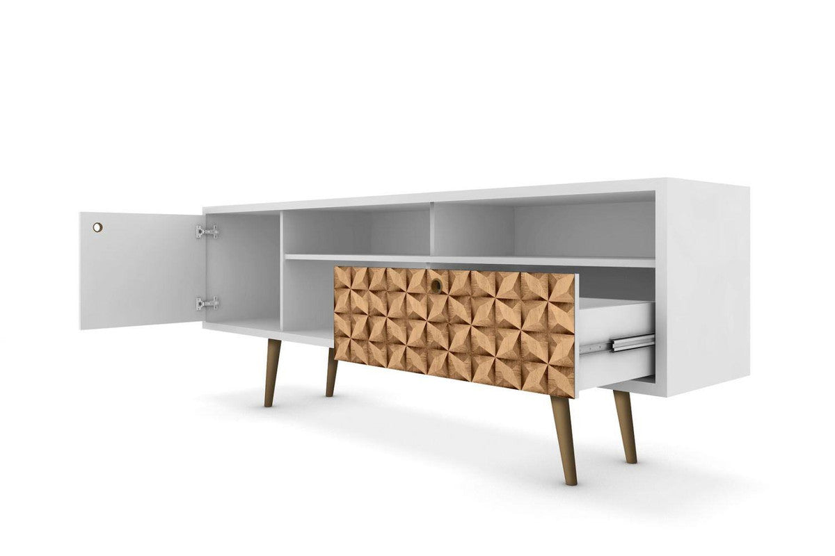 Lekedi 71" TV Stand - White/3D Brown Print