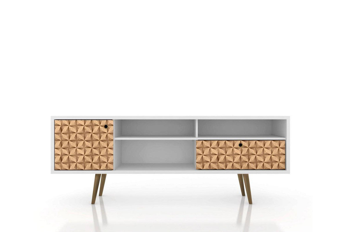 Lekedi 71" TV Stand - White/3D Brown Print