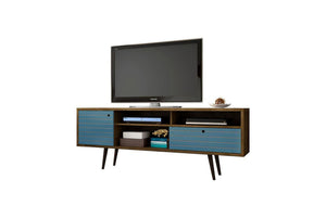Lekedi 71" TV Stand - Rustic Brown/Aqua Blue