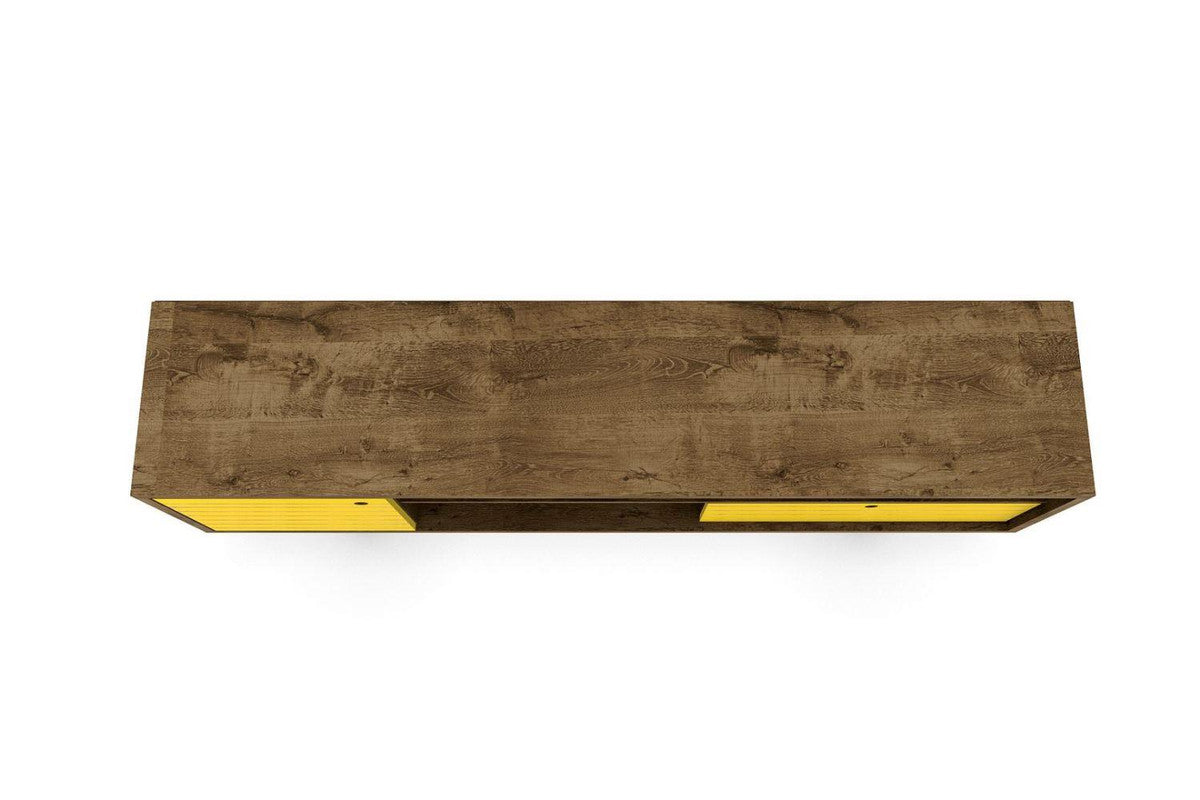 Lekedi 71" TV Stand - Rustic Brown/Yellow