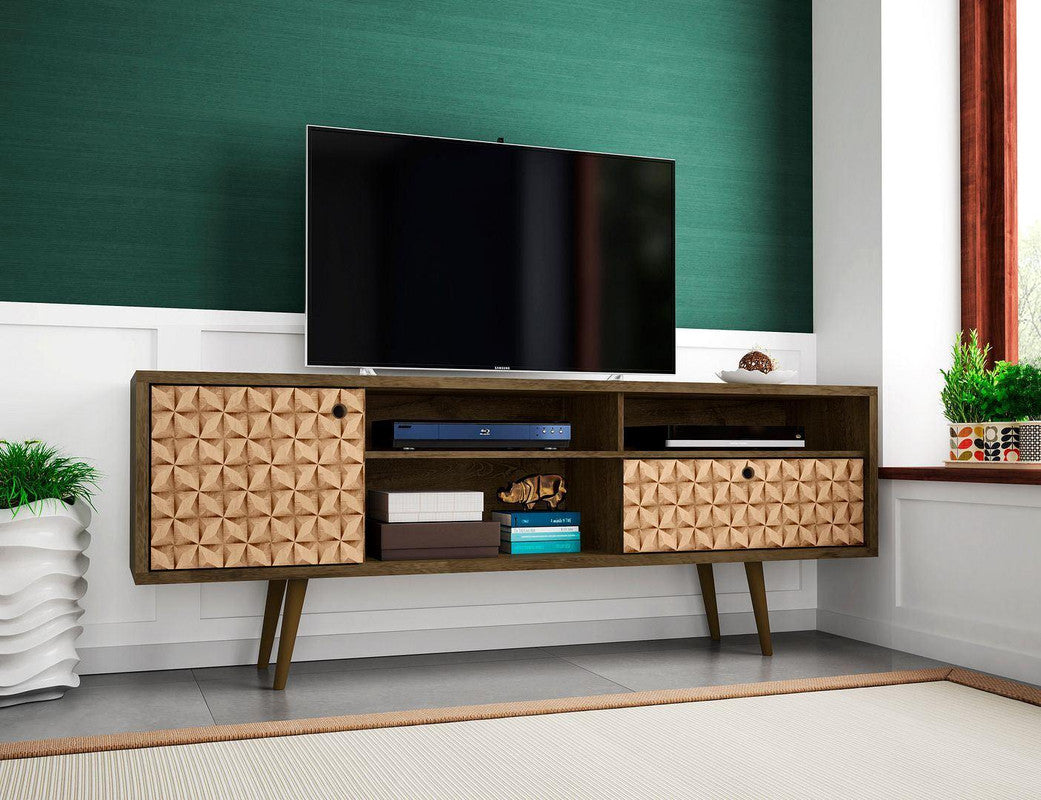 Lekedi 71" TV Stand - Rustic Brown/3D Brown Print