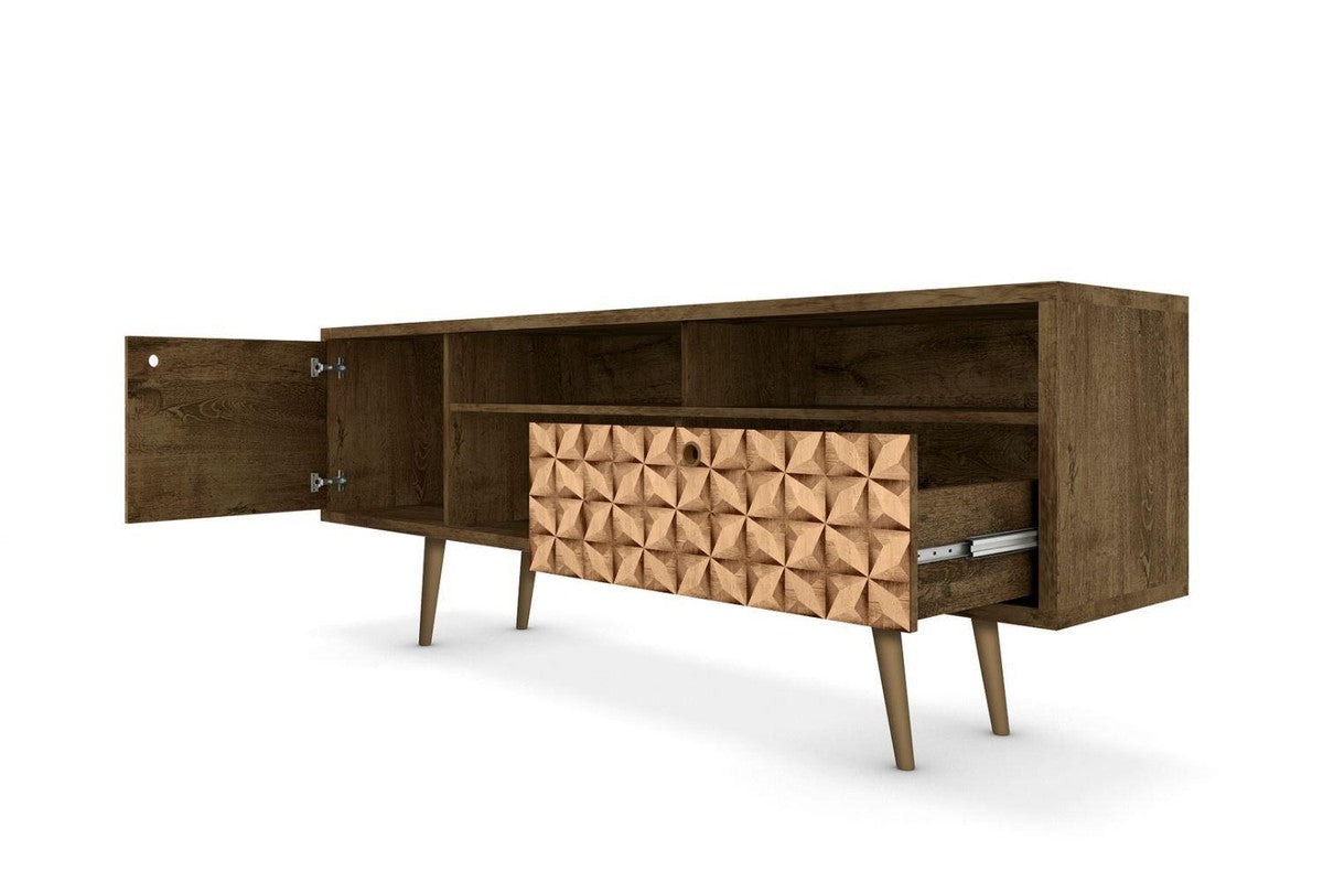 Lekedi 71" TV Stand - Rustic Brown/3D Brown Print