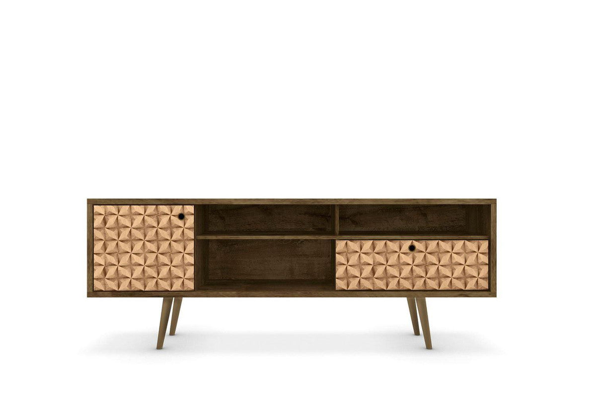 Lekedi 71" TV Stand - Rustic Brown/3D Brown Print