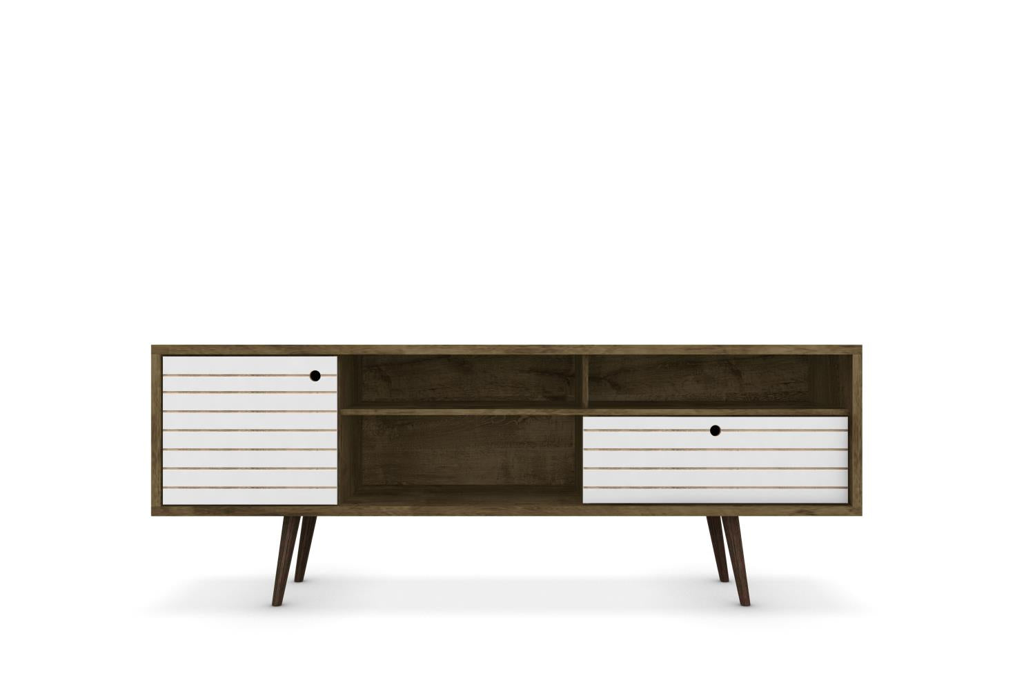 Lekedi 71" TV Stand - Rustic Brown/White
