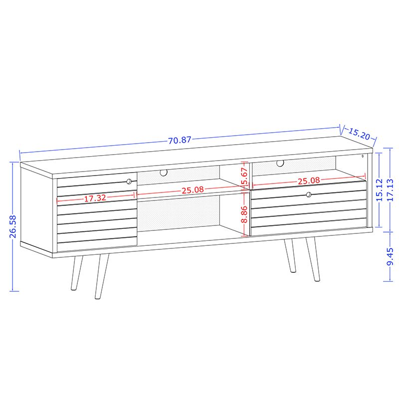 Lekedi 71" TV Stand - Rustic Brown/Aqua Blue