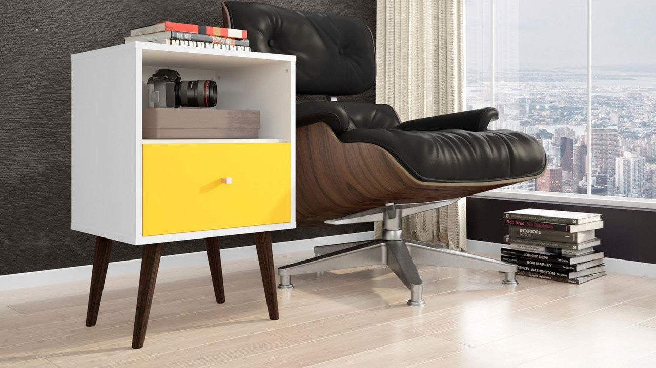 Lekedi I Night Table - White/Yellow