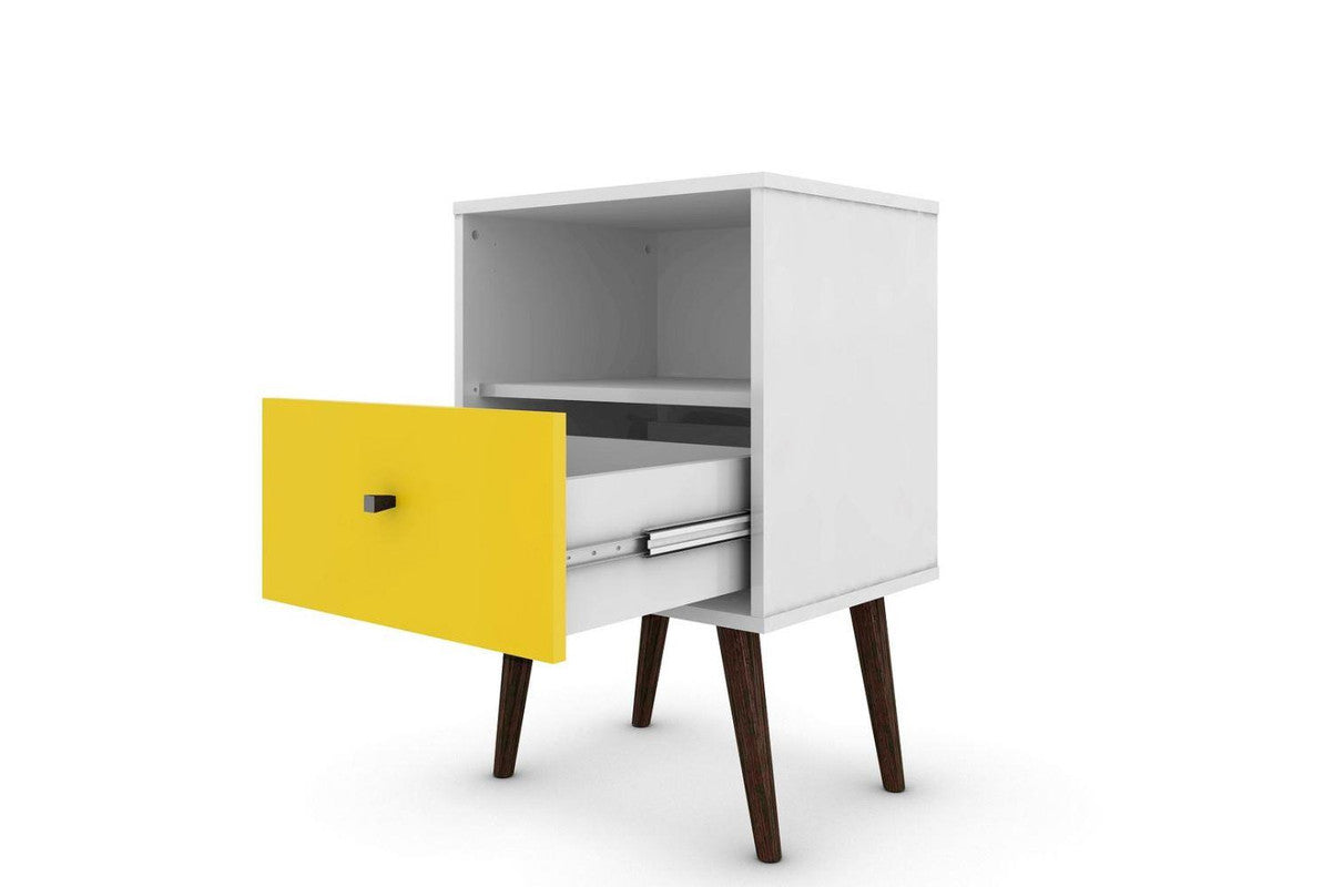 Lekedi I Night Table - White/Yellow