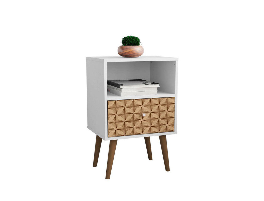 Lekedi I Night Table - White/3D Brown Print