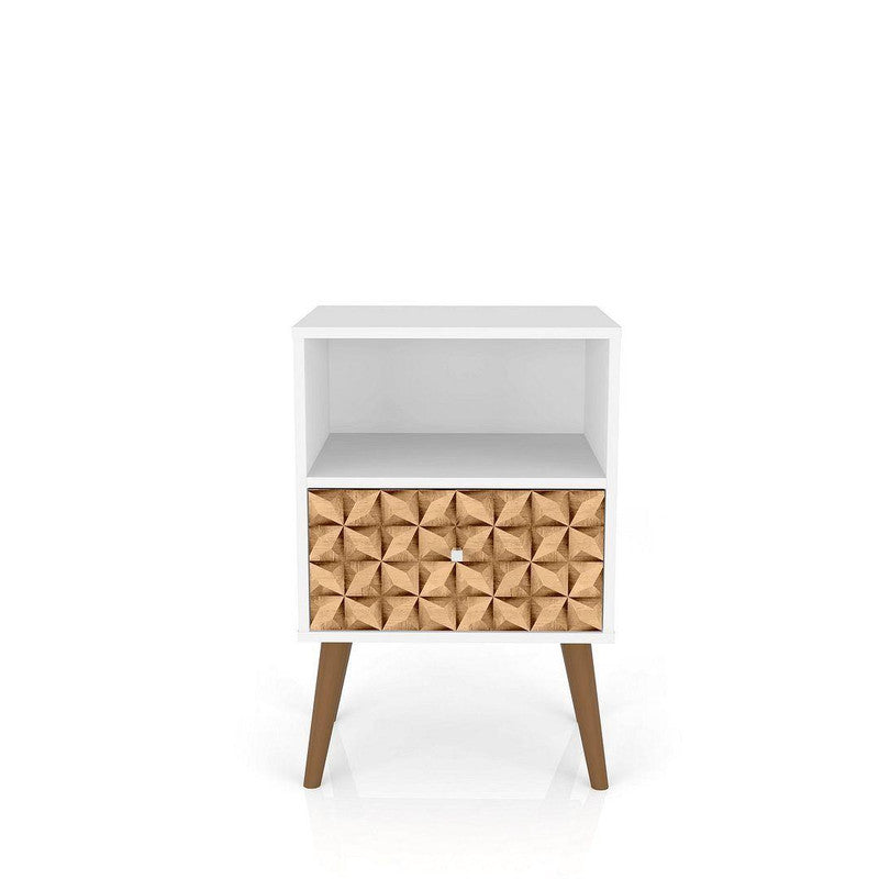 Lekedi I Night Table - White/3D Brown Print