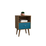 Lekedi I Night Table - Rustic Brown/Aqua Blue