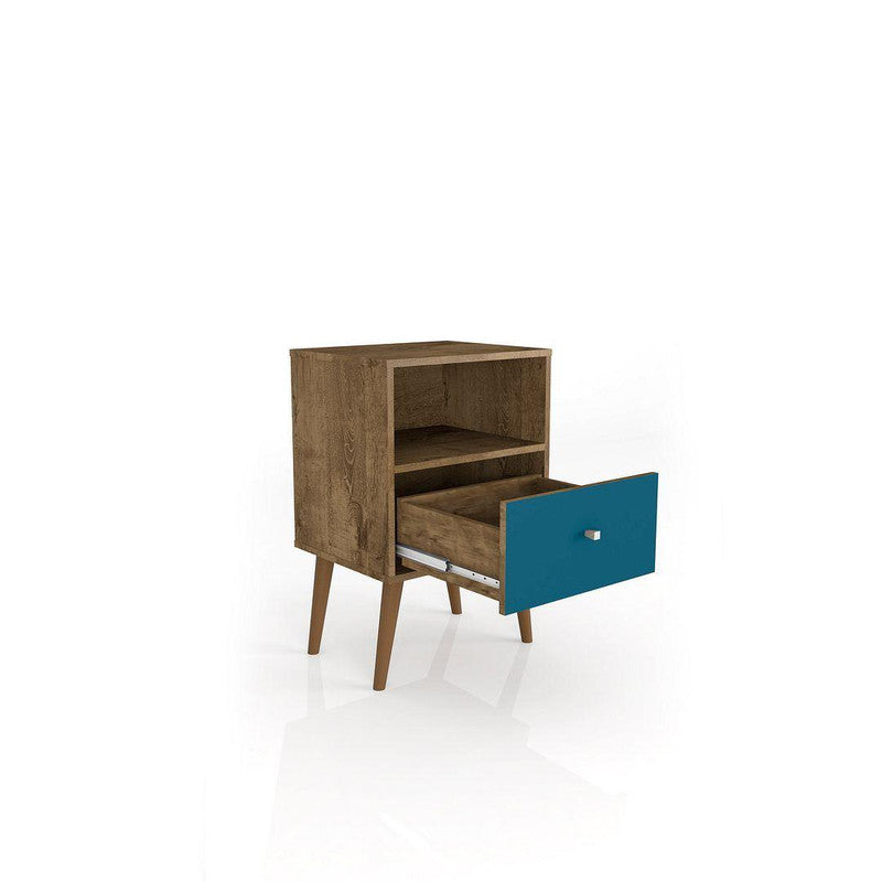 Lekedi I Night Table - Rustic Brown/Aqua Blue
