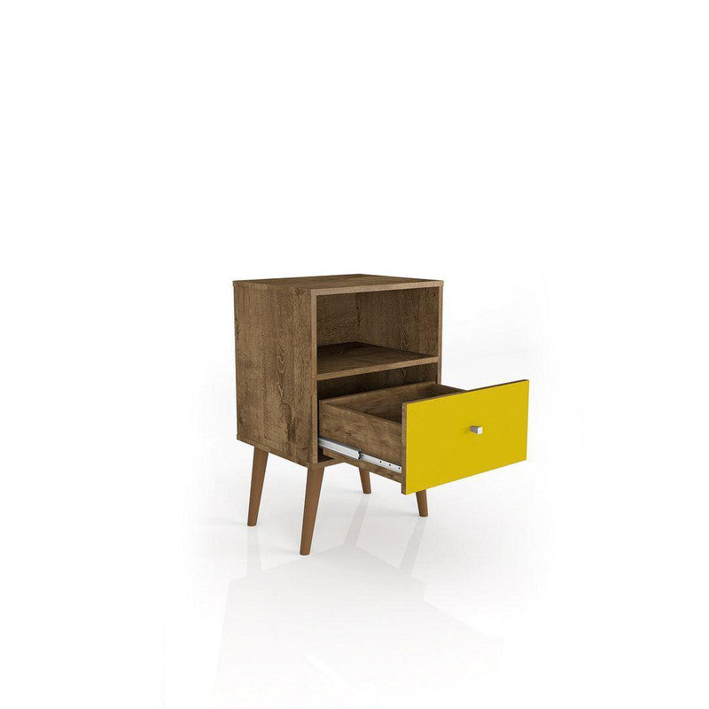 Lekedi I Night Table - Rustic Brown/Yellow
